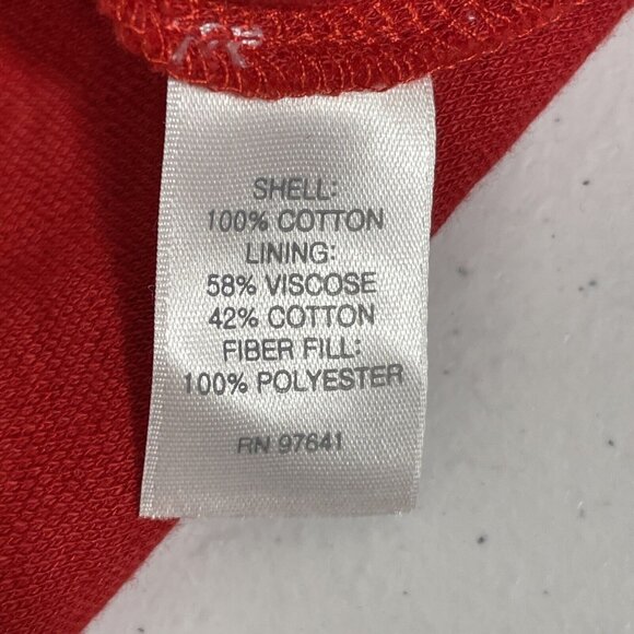 J Jill Open Cardigan Hoodie Womens Size Large‎ Red Geometric Cotton Lined Casual - Picture 7 of 10